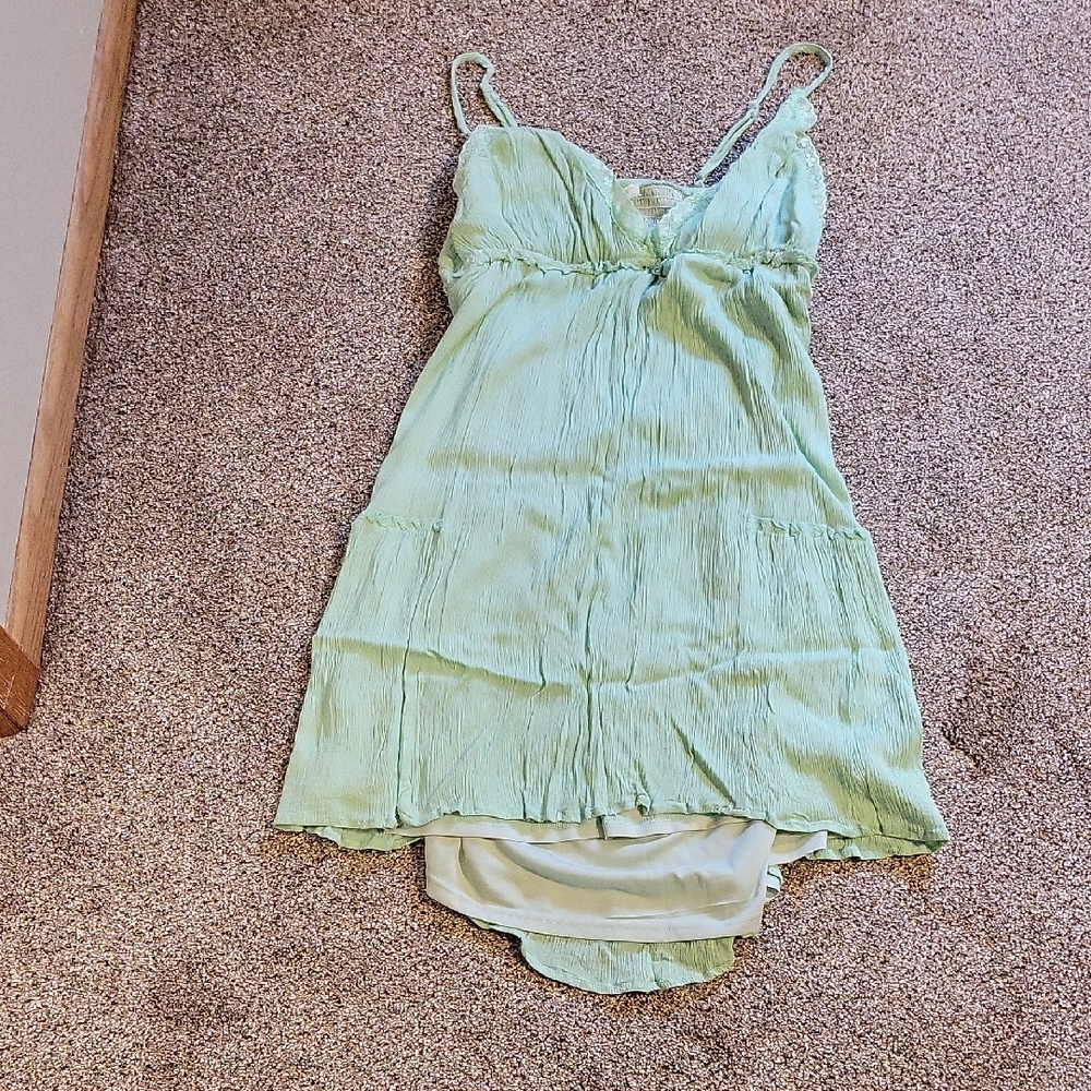 Listicle Light Green Spaghetti Strap High-Low Dress